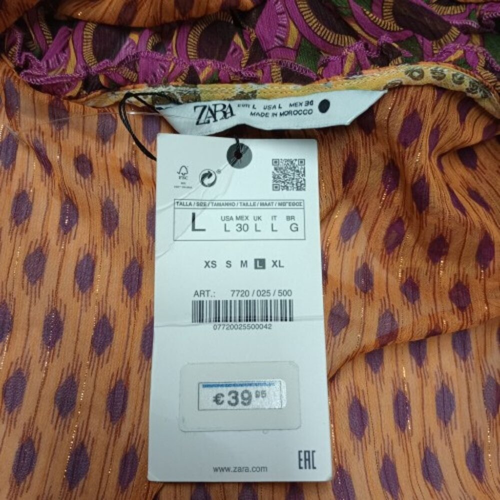 NWT ZARA Flowy Tiered Boho Halter Top Women's Size Large Multi-colored - Picture 3 of 6